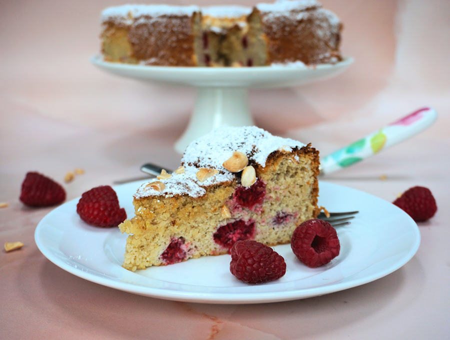 almond cake with raspberries cuisinefiend.com