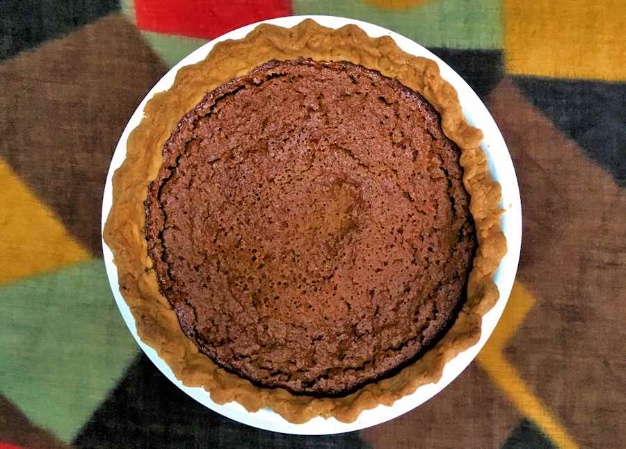 Pumpkin pie with a cranberry layer cuisinefiend.com