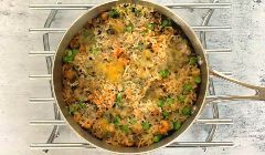 baked rice with brown shrimp