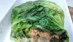 Leaf wrapped salmon