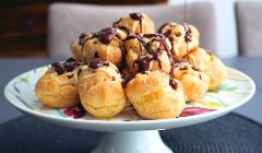 triple chocolate profiteroles