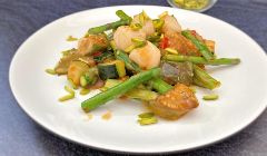 scallo and asparagus stir fry