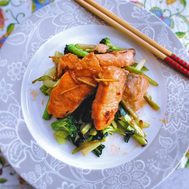 Stir fried salmon