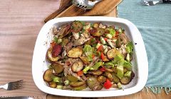 Warm potato and mackerel salad