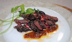 Pan fried wood pigeon