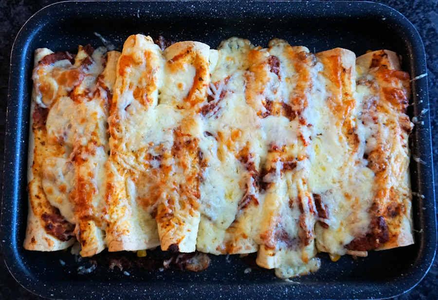 sweetcorn and bacon enchiladas cuisinefiend.com