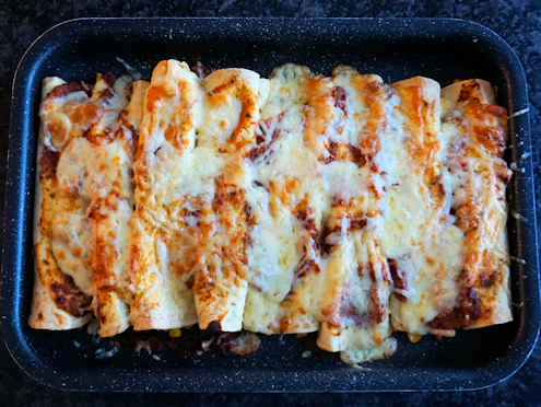 bacon and sweetcorn enchiladas
