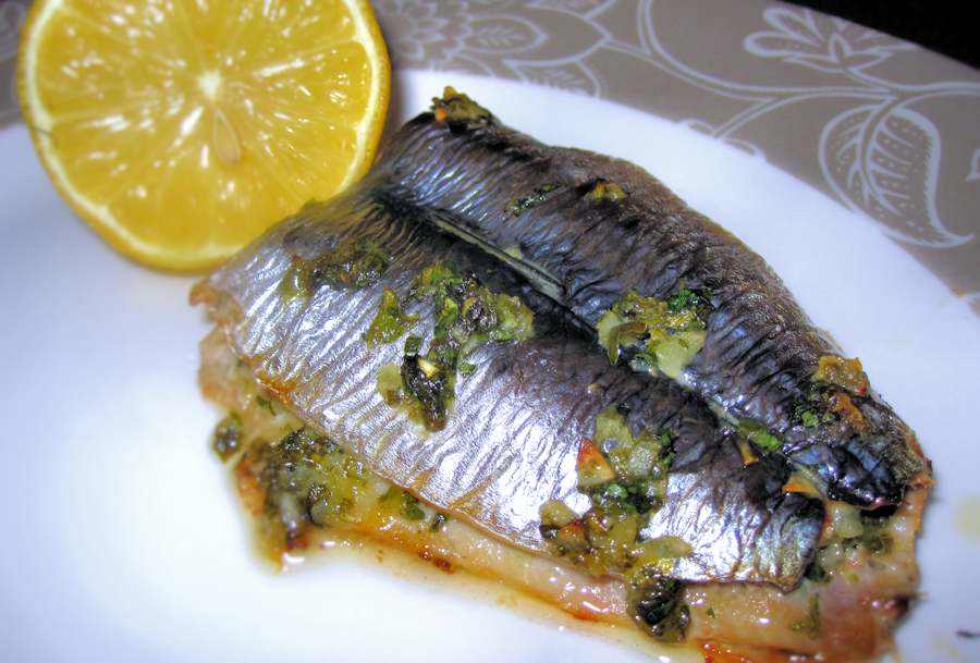 Baked sardine fillets