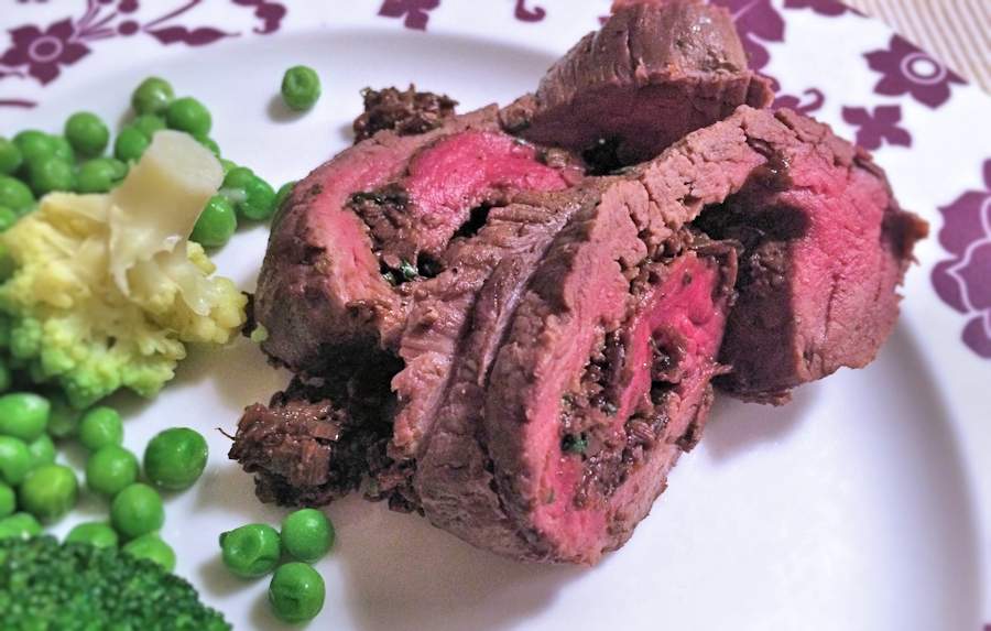 Beef and mushroom tenderloin roulade