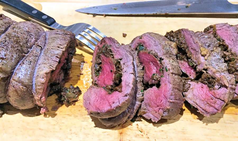 Beef fillet stuffed with porcini