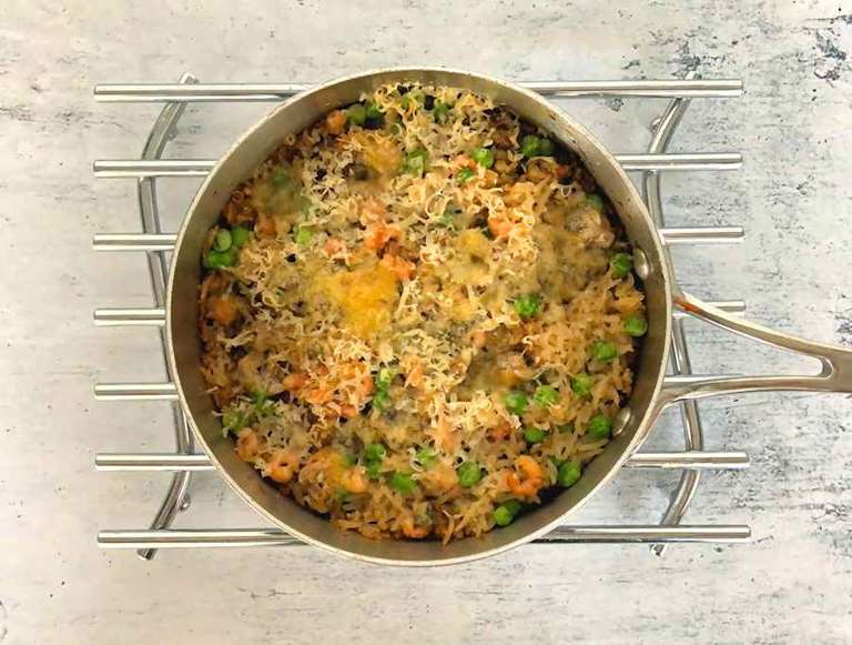 baked rice with brown shrimp cuisinefiend.com