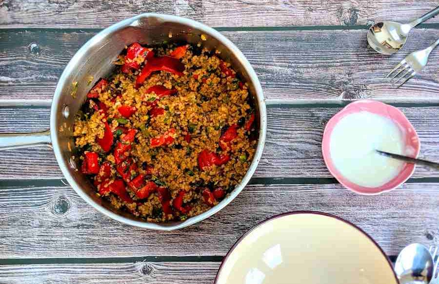 bulgur wheat pilaf with red peppers cuisinefiend.com