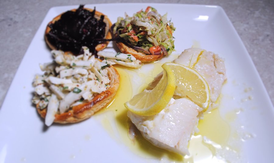 Fish poached in butter