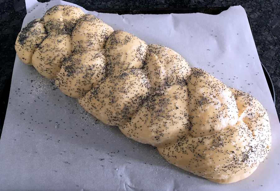 challah loaf after proving