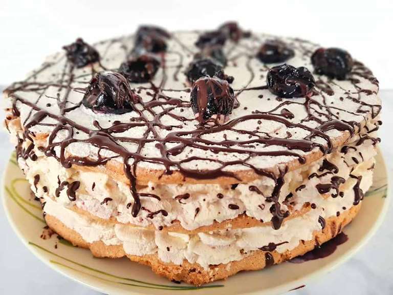 cherry cream dacquoise gateau cuisinefiend.com