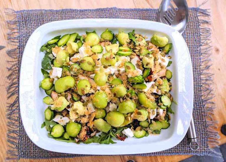 chicken salad with feta and melon