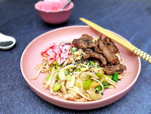 crispy ginger beef noodles
