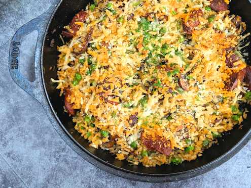 crispy rice with chorizo