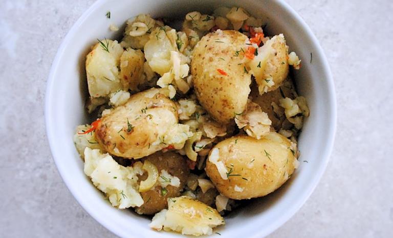 Crushed new potatoes
