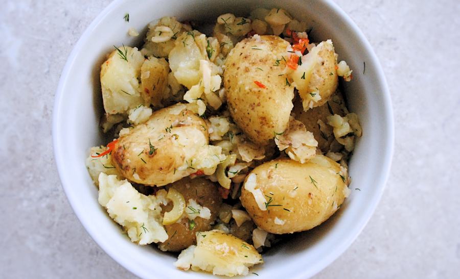 Crushed new potatoes