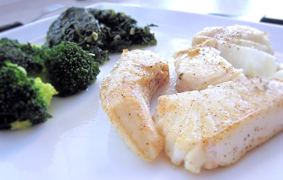 Salt and pepper halibut