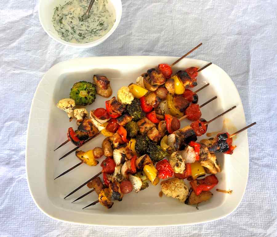 Grilled Halloumi Skewers with Greek-Inspired Marinade - Fork in