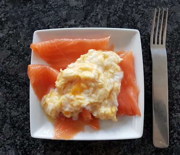 eggs and salmon 
cuisinefiend.com keto diary