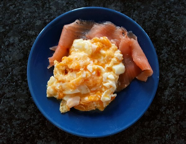 scrambled eggs and salmon cuisinefiend.com keto diary