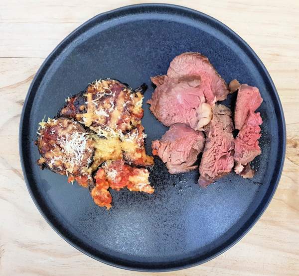 steak with aubergine parmigiana cuisinefiend.com keto diary