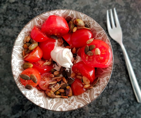 mascarpone seeds and tomatoes 

cuisinefiend.com keto diary