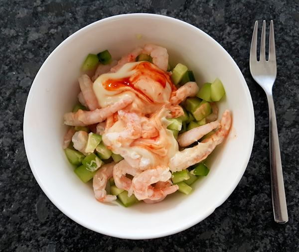 prawn and cucumber salad
cuisinefiend.com keto diary