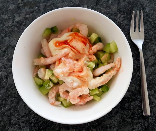 prawn and cucumber salad 
cuisinefiend.com keto diary