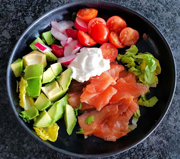 smoked salmon and salads cuisinefiend.com keto diary