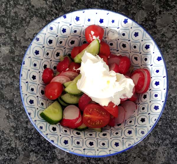 salad bowl with mascarpone cuisinefiend.com keto diary