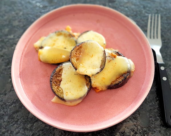 fried cheesy aubergine cuisinefiend.com keto diary