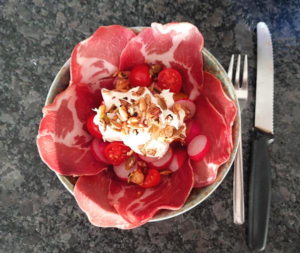coppa radish tomato and
mascarpone cuisinefiend.com keto diary
