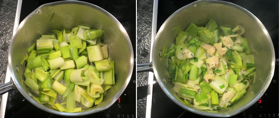 Cooking creamy leeks