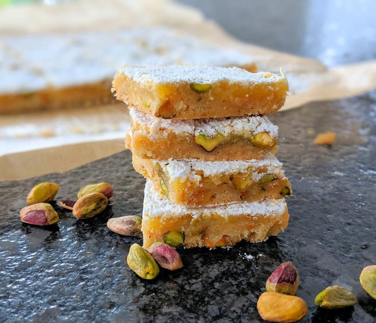 pistachio lemon bars cuisinefiend.com
