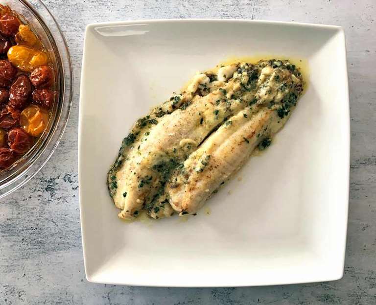 lemon sole follets in creamy sauce cuisinefiend.com
