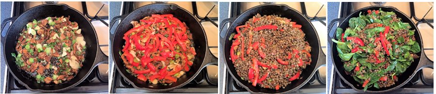 Preparing lentil bake