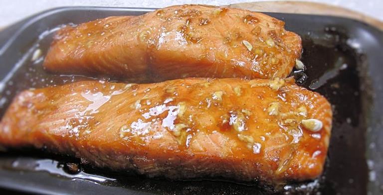 Salmon with maple-soy glaze
