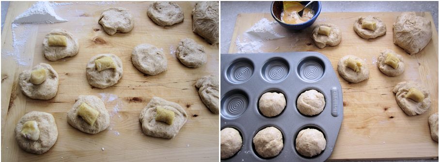 Shaping marzipan buns