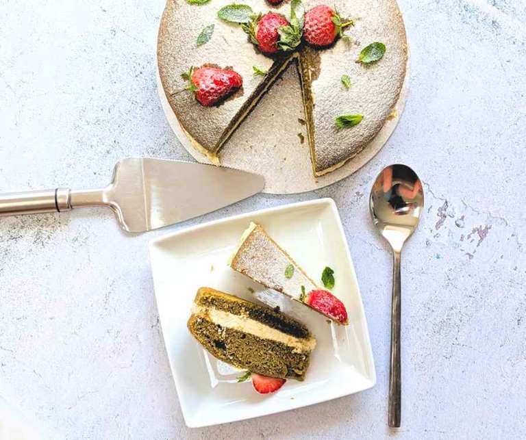 matcha sponge cake with lemon cream filling cuisinefiend.com