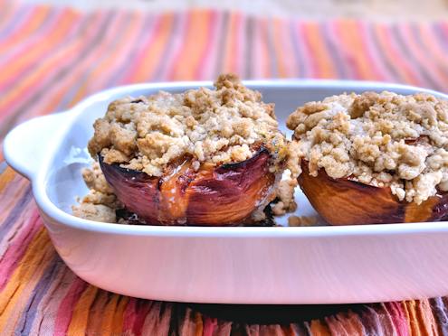 peach and blue cheese crumble