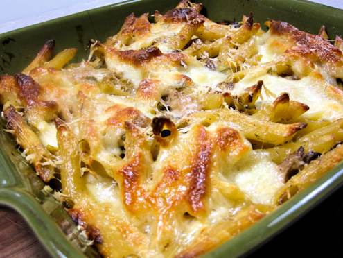 penne with leeks and mushrooms