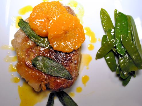 pork steaks with sage and clementines