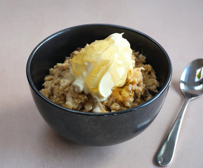 porridge with raisins and creme fraiche cuisinefiend.com