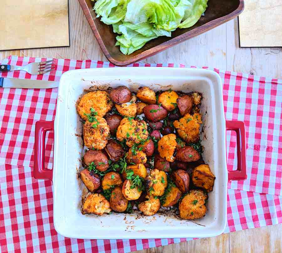 potato and chorizo traybake