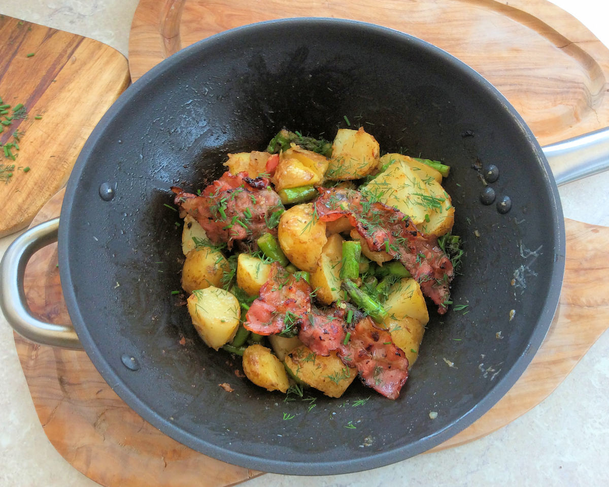 potato asparagus and pancetta salad cuisinefiend.com