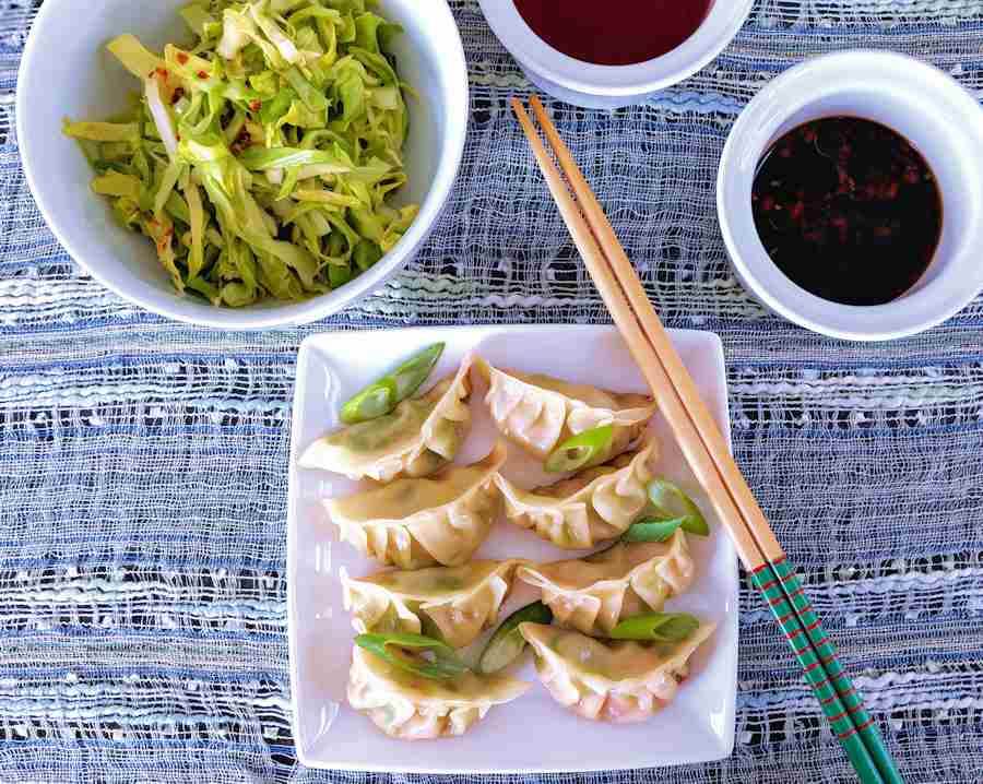 prawn gyoza, japanese dumplings cuisinefiend.com